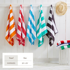 Cotton Velour Cabana Stripe Beach Towel - Novia Collection